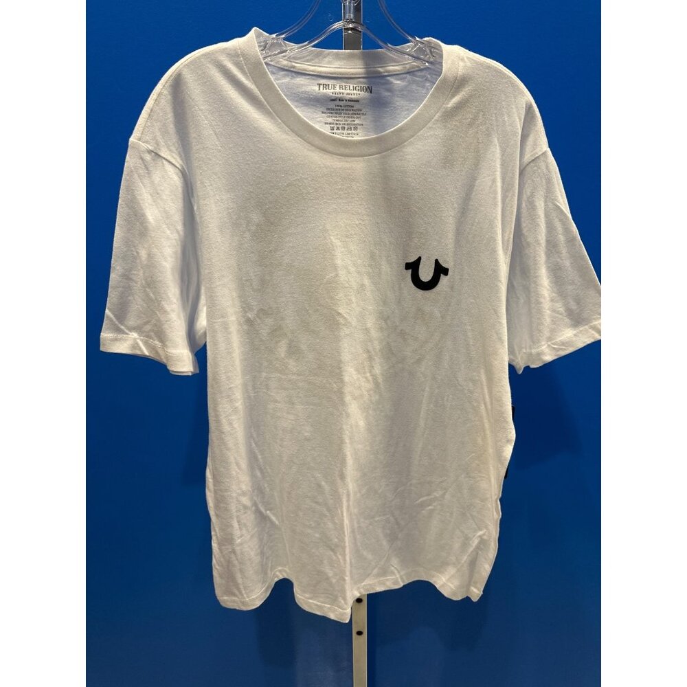 True Religion White Buddha Logo Seal SS Tee Large New With Tags $59
